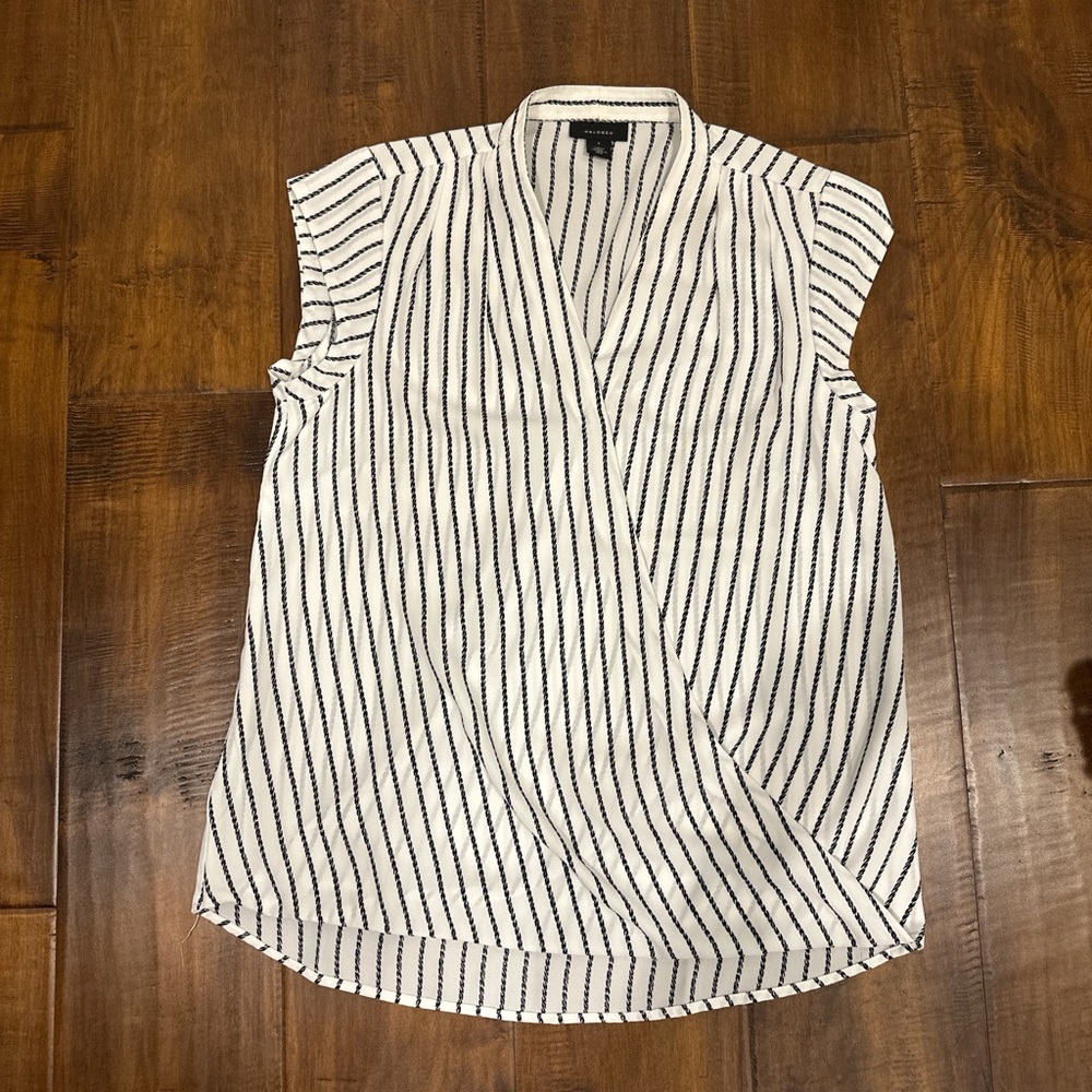Halogen Sleeveless Blouse with Black Stripes